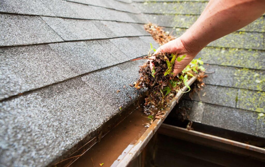 Preparing your garden for sale. Clean the gutters.